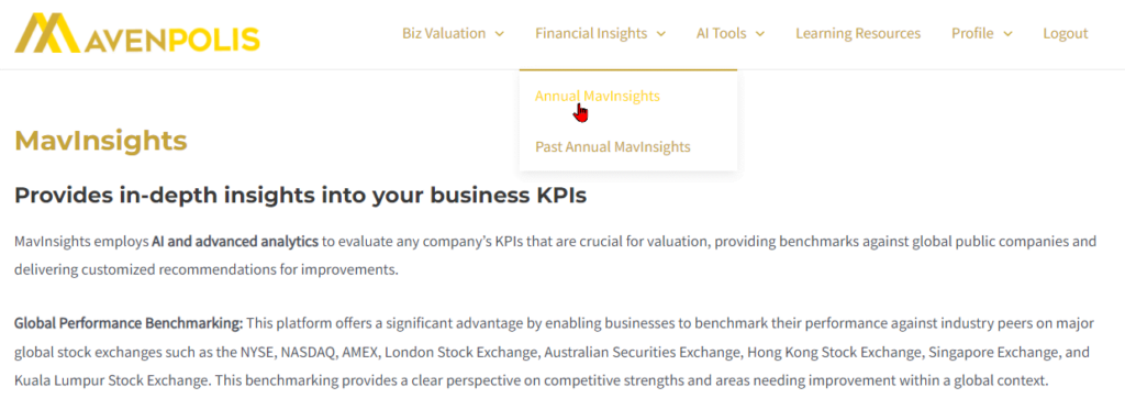 MavInsights Menu Select "Annual MavInsights" Menu
