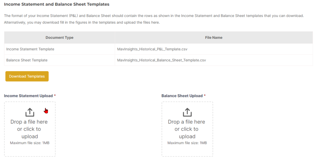 Upload Income Statement in CSV format